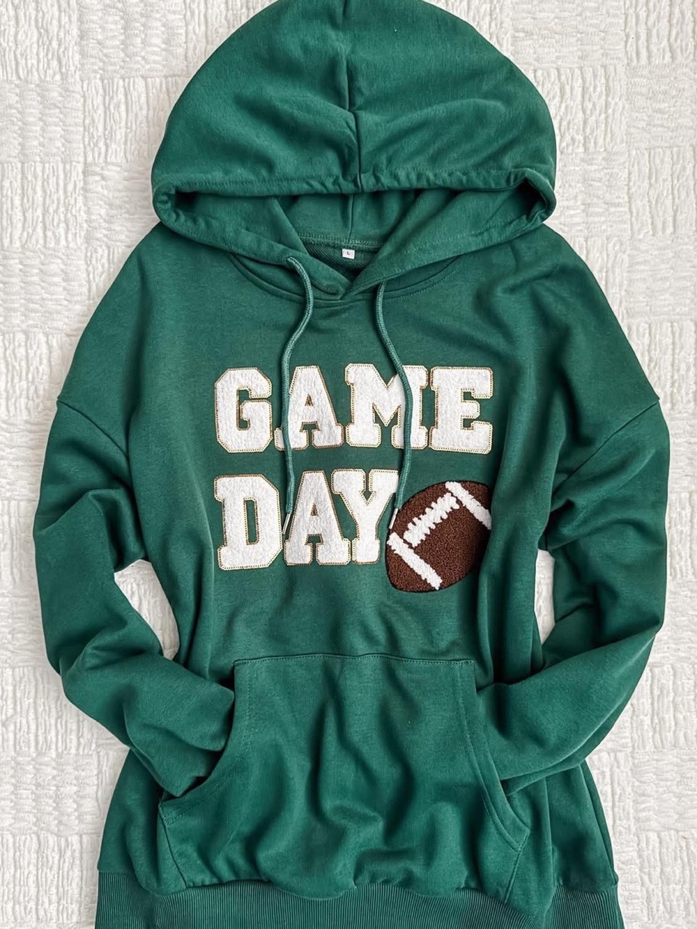 Game Day Football Hoodie Sequin Bling Green Gold Size Large